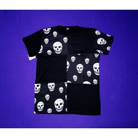 Playera Hombre Parches Calavera Vicio