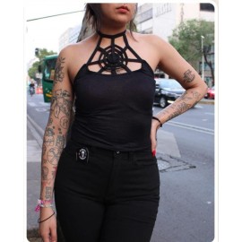 Blusa halter telaraña