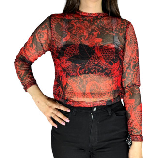 Blusa Mesh M/L Koi Flores