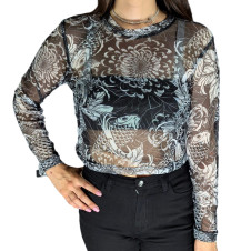 Blusa Mesh M/L Koi Flores