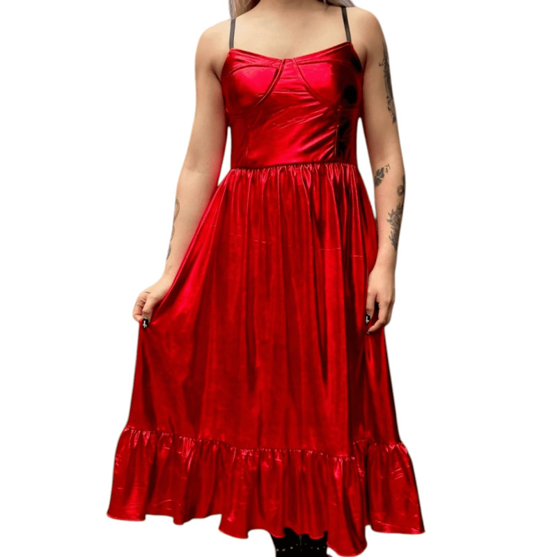 Vestido Freya Rojo Metalico