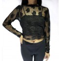 Blusa M/L Encaje Gatos